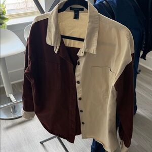Forever 21 Two-Tone Brown and Cream Shirt Jacket
